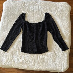 VENUS Black Long Sleeve Lace Blouse